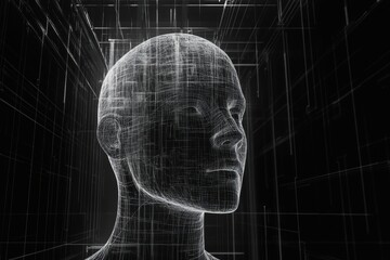 Obraz premium Futuristic Wireframe Human Head