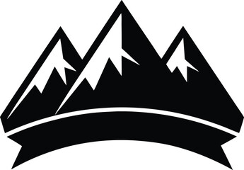 Black silhouette of mountains peaks
