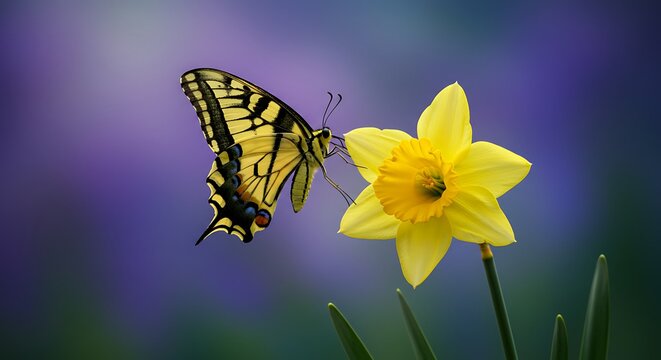 beautiful butterfly on yellow flower wallpaper background.