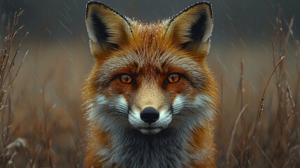 Fototapeta premium A low key portrait of a red fox with captivating amber eyes