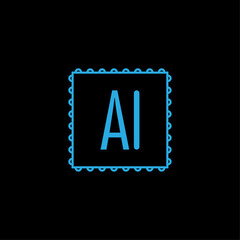 Artificial intelligence AI processor setting vector icon web site, logo, social media. vector	