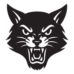 Fototapeta premium Angry Cat Head Silhouette with Piercing Eyes