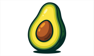 Colorful Avocado Half in Modern Vector Style
