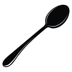 Simple Black Spoon Silhouette Illustration Isolated on White Background for Culinary Designs