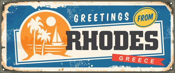 Rhodes souvenir sign vector illustration. Vacation and travel.