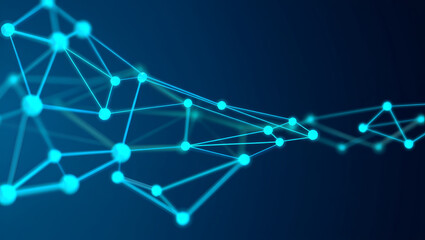Connecting the Dots: A Visualization of Data Networks Blue network of connected dots on a dark background 