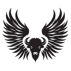 Black Buffalo Wings Silhouette Vector, High Quality Illustration on White Background