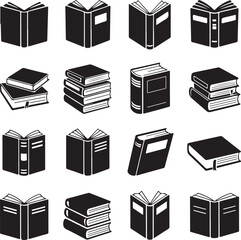 Collection of Black and White Book Icons
