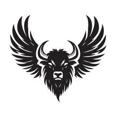 Obraz premium Black Buffalo Wings Silhouette Vector, High Quality Illustration on White Background