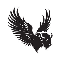 Fototapeta premium Black Buffalo Wings Silhouette Vector, High Quality Illustration on White Background