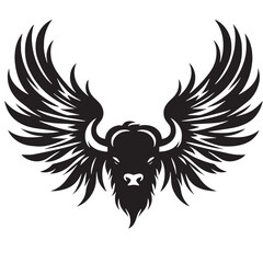 Black Buffalo Wings Silhouette Vector, High Quality Illustration on White Background