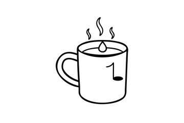 Hot beverage mug lineart music note steam cozy drink