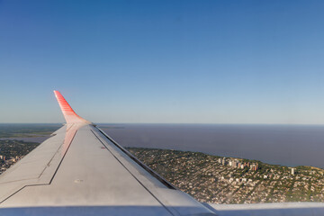 Aerial view of the city of Buenos Aires from an airplane.