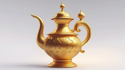 Stylized Illustration of a Traditional Golden Samovar
