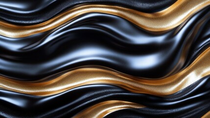 Wavy black and gold fabric folds