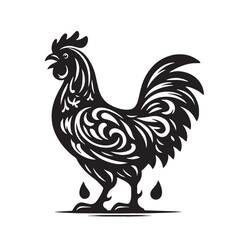 Black Butter Chicken Silhouette Vector, High Quality Illustration on White Background