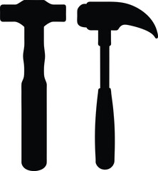 Hammer And Electric Screwdriver Vector Silhouette Art Icon
