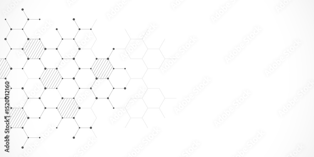 Poster Graphic design element with abstract geometric background of simple hexagon pattern