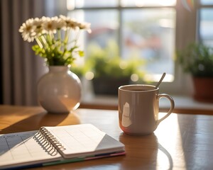 Cozy Morning Routine by the Window with Coffee and Planner