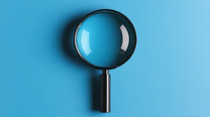 A magnifying glass on a vibrant blue background