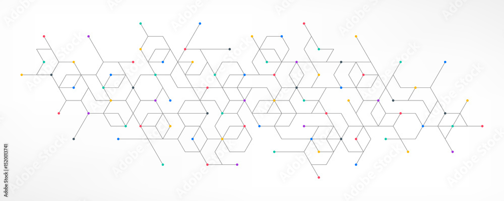 Fototapete Abstract background with simple geometric figures and dots. Graphic design element and polygonal shape pattern