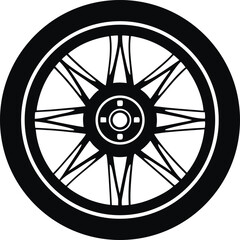 Fototapeta premium Car Wheel Rim Icon Vector Illustration of Automotive Alloy Wheel Design