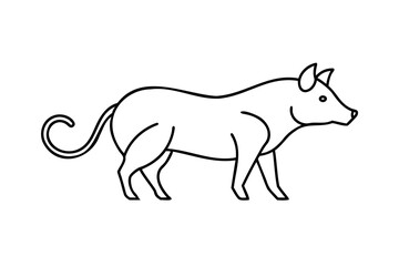Lineart illustration of a pig standing side profile