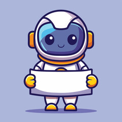 Cute Astronaut Holding Rocket Card Game – Cartoon Vector Icon Illustration, Science Technology Concept Isolated
