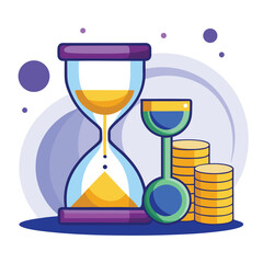 Man Working for Money &ndash; Cartoon Vector Icon Illustration, People and Business Concept Isolated Flat
