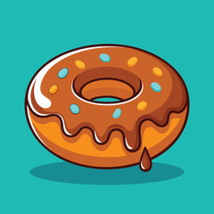 Melted Floating Donut – Flat Cartoon Vector Icon of Sweet Dessert Food Concept
