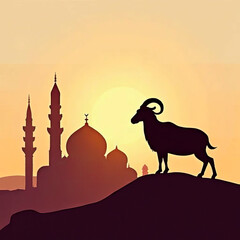 Eid Mubarak and Eid al-Adha celebration with space for text.