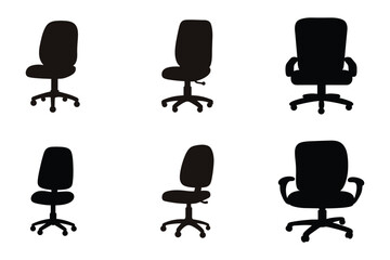 office chair silhouette vector set, chair icon vector bundle