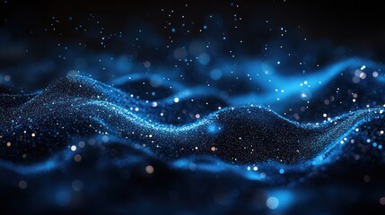 Abstract digital wave of glowing particles