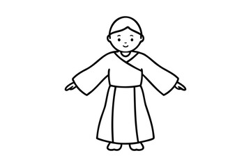 Lineart illustration of a young person in a robe