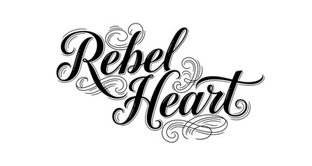 Rebel Heart Calligraphy Text | Bold Script Font Design for Tattoo Art, Apparel Graphics, and Inspirational Quotes