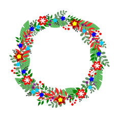 Wreath of flowers and leaves