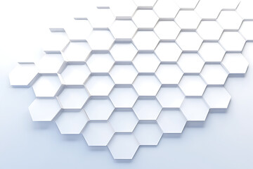 White honeycomb pattern on a light blue background