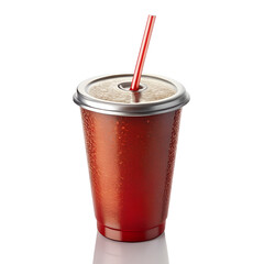 Soft Drink Cup with Straw Isolated on Transparent Background