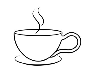 Hot drink in a cup lineart illustration simple design