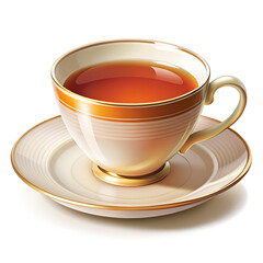Tea Cup with Saucer Isolated on Transparent Background