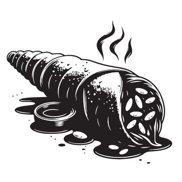 black and white cornucopia overflowing food clip art preview
