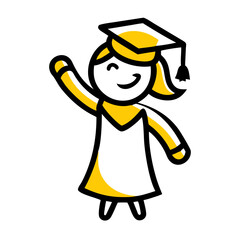 girl on graduation day concept illustration vector icon