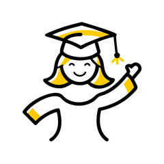 girl on graduation concept illustration vector icon