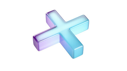 Obraz premium A glowing plus sign with a gradient of light blue and purple on a transparent isolated background