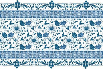 minimalism trendy blue floral design.floral border women wear seamless.sketch floral line floral stems.one line floral kitchen wear.pillow cover botanical pattern

