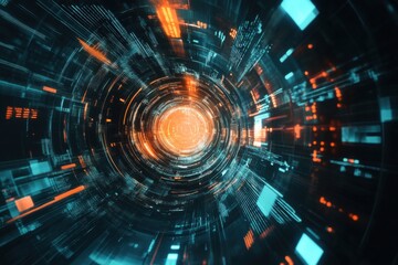 Obraz premium Futuristic Digital Tunnel