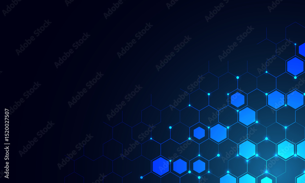 Poster Abstract technology background and design element with hexagons pattern and geometric shapes