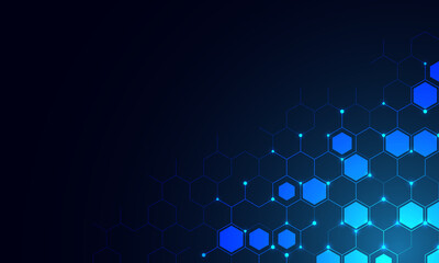 Abstract technology background and design element with hexagons pattern and geometric shapes