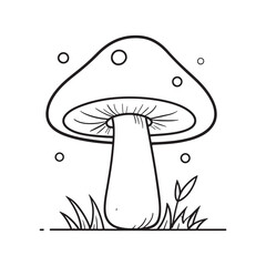 Mushroom Line Art Vector, Black and White Mushroom Illustrations.