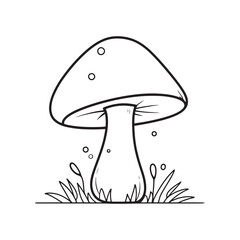 Mushroom Line Art Vector, Black and White Mushroom Illustrations.